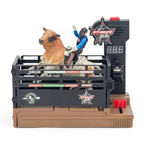 Big Country Toys PBR® Bucking Bull & Rider Playset – Interactive Bull Riding Toy with Chute Gate, Timer, Sound Effects & Play-by-Play Announcer