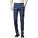 Mens Casual Plaid Pants Fashion Retro Tapered Stretch Slim Fit Business Dress Chino Pants (1-Navy,31)