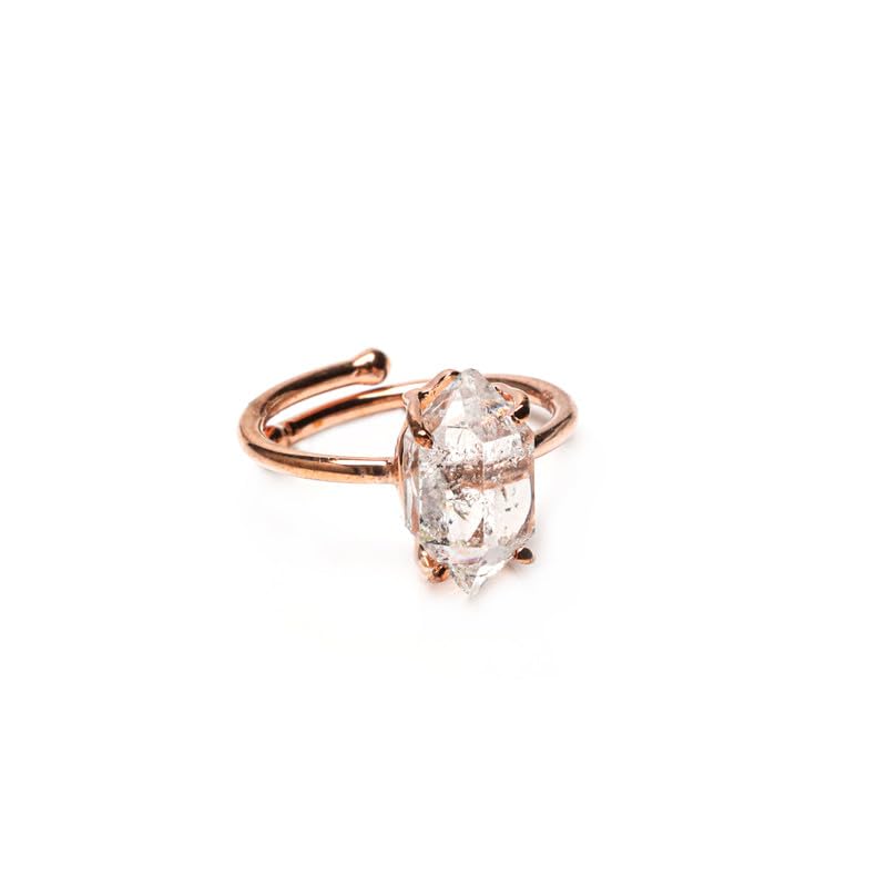 Bague de fiançailles diamant Herkimer argent 925 unique pour couple