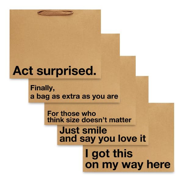 MilkToast Brands Funny Profanity Gift Bag, 11" x 8" x 4" Size, Happy Fucking Birthday, Reusable Brown Kraft Paper Swear Word Bag for Father's Day, White Elephant, and Birthday Gifts