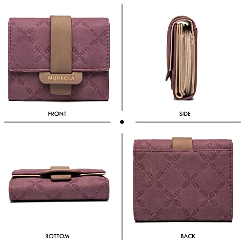 MUIIKOLA Geldbörse Damen RFID Blocking Portemonnaie Damen Veganes Leder Klein Damen Geldbeutel mit 5 Kartenfächern und 1 ID Fenster – Bild 5