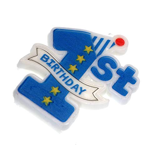 Creationtop Birthday Candles - Happy Birthday Candles - Birthday Cake - Birthday Cake Candles - Tall Rainbow Candles - Number Birthday Candles - Gold Birthday Candles -Birthday Party Favor (Blue 1St) #TOP2