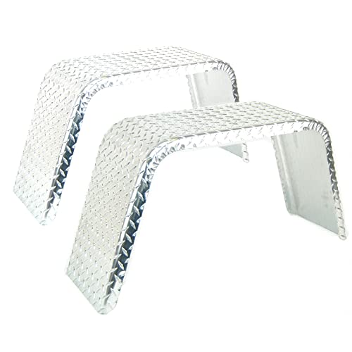 Sturdy Built (2) Boat Trailer Fenders Square Aluminum Diamond Tread Plate 10'' x 32'' x 14'', (22935-2)