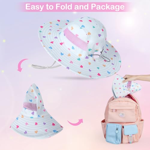 Image of Kids Sun Hat for Toddler Girls Unicorn Bucket Hats UV Protection Summer Hat for Kids Wide Brim Fishing Hat 2-8 Years