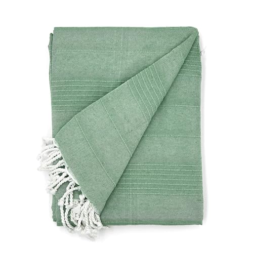 Cardenal Textil - Foulard Multiusos Peñíscola, Plaid para Cama, Manta para Cama, Cubre Sofá, Verde, 130 x 180 cm