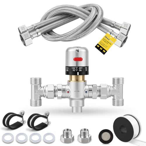 Image of Adjustable Temperature Bypass Sensor Valve Kit for Instant Hot Water Recirculating System, 304 Stainless Steel Replacement for the Plastic Bridge Valve, Compatible with 500800, 500805