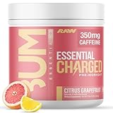 RAW Pre-Workout Powder, Essential CHARGED (Citrus Grapefruit) - Preworkout Supplement for Men, Women - Supports Focus, Mood, Performance - Caffeine, Alpha-GPC, L-Citrulline, Beta Alanine (25 Servings)