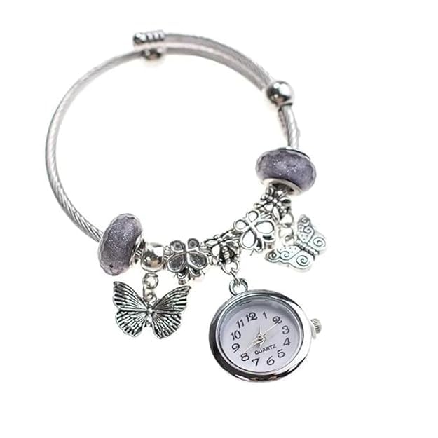 CESITRA Bracelet Watch for Girls and Ladies | Gift Item | Steel Beaded Adjustable Quartz Watch Bangle Jewellery Friendship Bracelet | Free Size, 1pc, Multi Color Multi Design