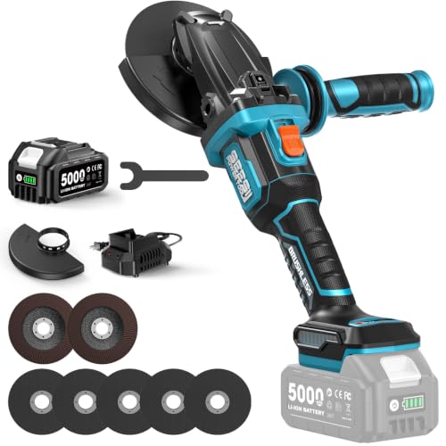 SEESII 4-1/2 in. / 5 in. Flathead Cordless Angle Grinder 21V 5.0Ah Battery