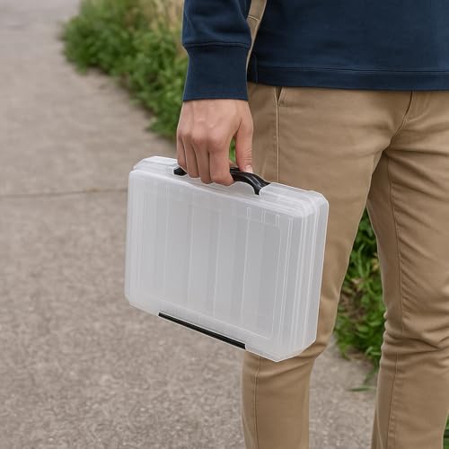 Bolsa multifuncional transparente para equipamentos de pesca com fivela de camarão de lula – portátil e espaçosa (branca)