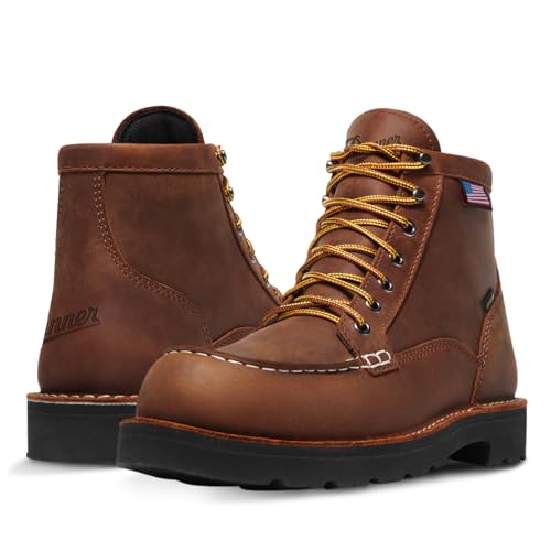 Image of Danner 6 inch Bull Run GTX Work Boots for Men - Oiled Full-Grain Leather Upper with Non Slip Wedge Outsole and 3-Density Cushion Footbed, EH Resistant