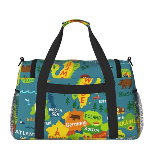 Europe Map With Colorful Print Daily essentials Large Capacity Hand Carry Bag for Weekend Getaways style Bags2