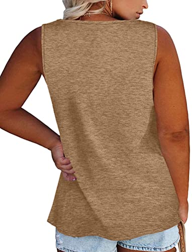 Image of Womens Plus Size Tank Tops Summer Button Down Henley Shirts Sleeveless Tops