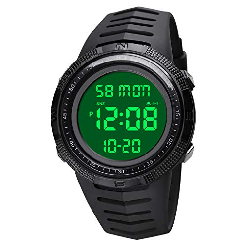Fanmis Military Sports Analog Digital Multifunction Alarm Dual Time Waterproof Men's Led Watch Black (Black) #TOP13