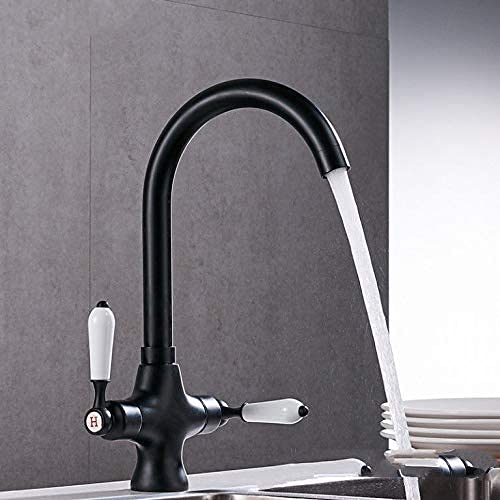 Mélangeur eau froide et chaude en cuivre avec double commande noir mat - 3