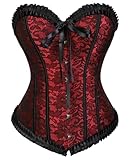 KUOSE Womens Black Basque Body Shaper Overbust Corset Top Plus Size S-6XL