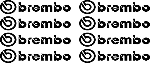 Lot de 8 autocollants résistants à la chaleur Brembo - Performance Tuning JDM - Blanc ou noir - 80 × 16 mm - Personnalisation optimale