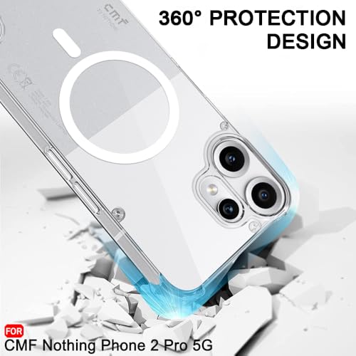 Image of TheGiftKart Shockproof Ultra-Hybrid Back Cover Case for CMF By Nothing Phone 2 Pro 5G Compatible with MagSafe | 360 Protection | Crystal Clear Hard Back Cover Case (PC & TPU, Transparent Bumper)