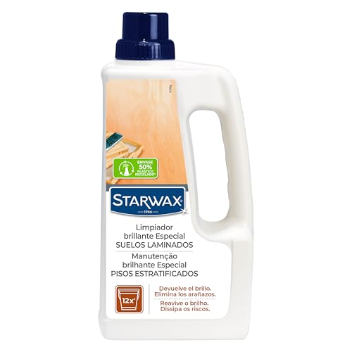 STARWAX - Limpiador Abrillantador Parquet y Suelos Laminados - Limpia y Reaviva el brillo - No resbala - Sin aclarado - 3x 1L- hasta 36 usos para 60m²