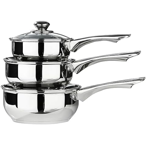 Premier Housewares 3 Piece Stainless Steel Saucepan Set Cover