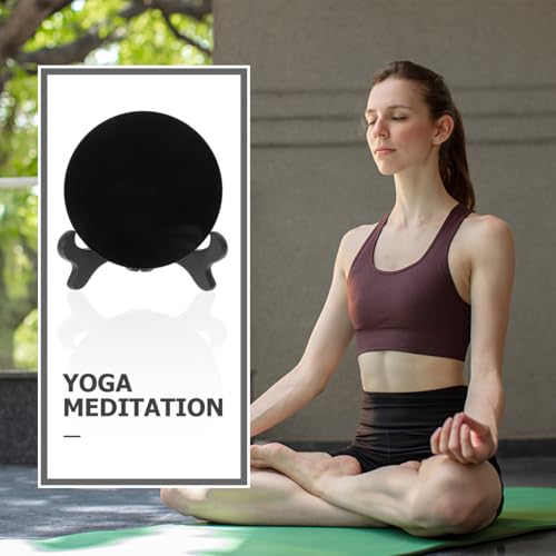 Beavorty Obsidian Scrying Mirror with Stand 5.31In Black Circle Disc for Meditation Divination Home Decor Bedroom Living Room Tabletop Display by Beavorty - Image 3