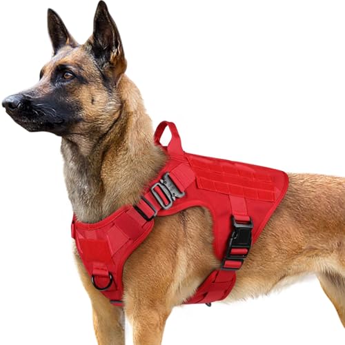 rabbitgoo Tactical Dog Harness for Large, Heavy Duty Pet Harness with Handle, No-Pull Service Vest...