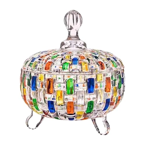 Bombonera de Cristal Frasco para Galletas Bote para Café Y Cuenco para Dulces con Gran Capacidad de 685ml Adecuado para La Encimera de La Cocina Y Me, Vistoso, Individual