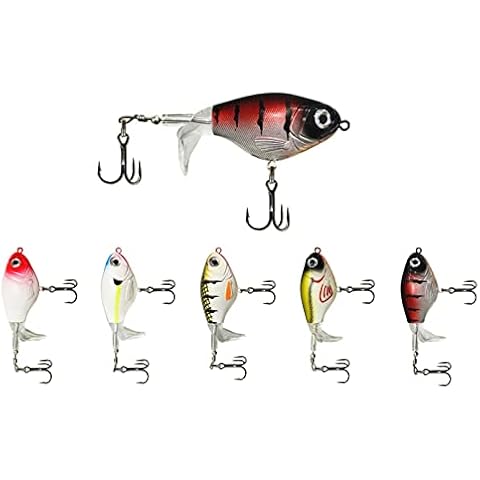 5 Pack Fishing Lure Set for Bass Plastisol Topwater Baits with Floating Tractor Propeller Box Artificial Surface Hard Lures for Freshwater Saltwater Trout Walleye Pike (Colorful) Cover