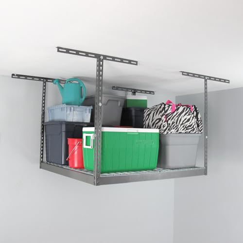 SafeRacks-4x4-Overhead-Garage-Storage-Rack-Hammertone-24-45-Height