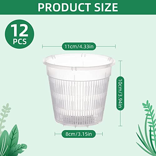 Ohiyoo Orchid Pot 4 Inch Orchid Pots With Holes 12 Pcs Clear Plastic Orchid Pots Slotted Orchid Pots For Repotting Clear Nursery Pots Net Pots Plastic Flower Plant Pot Indoor Outdoor (4.3Inch, 12Pcs) #TOP2