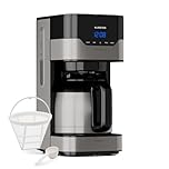 Klarstein 1,2 L Kaffeemaschine mit Thermoskanne und Timer, Kaffeemaschine Filtermaschine für 10 Tassen, 800 W Filter Kaffeemaschine Groß, Filterkaffeemaschine mit Edelstahl-Thermoskanne für Kaffee