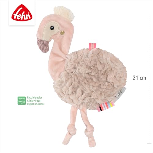 Fehn Knister-Flamingo – Activity-Rascheltier zum Greifen, Lauschen, Spielen & Geräusche erzeugen - fördert Babys Sinne & Motorik - idealer Begleiter für Babys und Kleinkinder ab Geburt