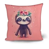 Showudesigns Fundas de almohada de perezoso bebé de 18 x 18 pulgadas, funda de almohada para banco exterior, sofá, decoración del hogar, regalos, funda de almohada de animales de dibujos animados rosa