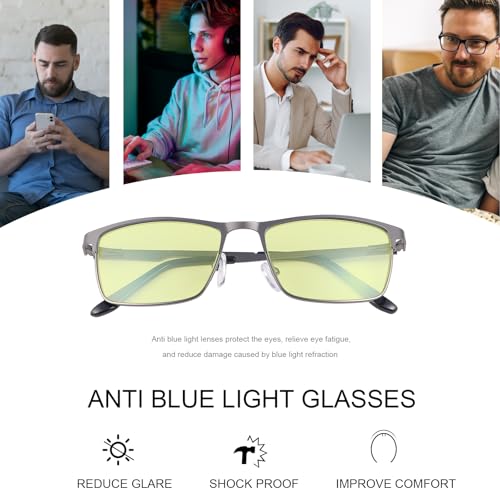 Yimi Blue Light Blocking Glasses Gaming Computer Gamer Eyeglasses For Women Men Anti-Fatigue Anti Glare Uv Protection & Eyestrain Spring Hinge Full-Rim Metal Frame Game Eyewear Lightweight Spectacles thumb #4