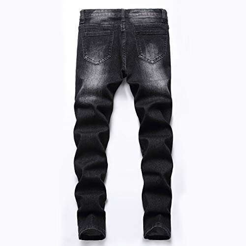 Boy's Biker Skinny Fit Ripped Destroyed Distressed Stretch Stylish Fashion Moto Denim Jeans Pants2