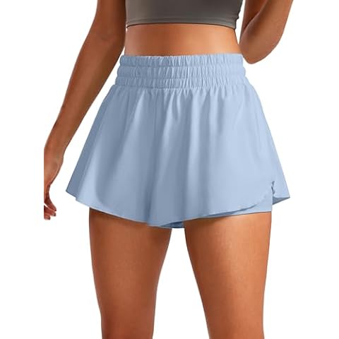 CRZ YOGA Women's 2 in 1 Flowy Running Shorts Cover