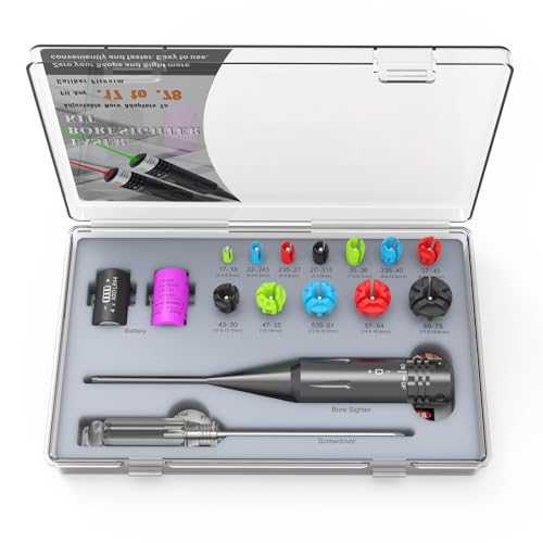 Byattoo Universal Laser Bore Sight Kit for Multiple Caliber from .17 to 12GA Rifles and Pistols with Both CR2 and LR44/AG13 Batteries (Red Laser)