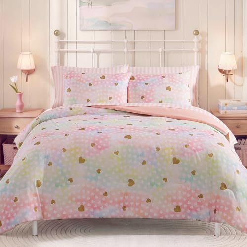 Image of Twin Comforter Set with Sheets for Girls-5 Pieces Twin Bedding Sets