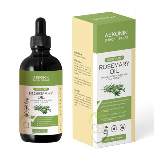 AEKONIK Pure Rosemary Essential Oil, 4 Oz , Moisturizing Hair Serum for Frizzy and Damaged Hair, Face and Skin Care -Organic Hair Growth Oil for Men and Women