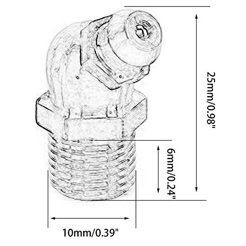 Image of M10 x 1mm Metric Thread 45-Degree Angled Brass Hydraulic Zerk Grease Nipple Fitting,PACK OF 10