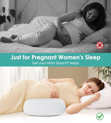 Image of Pregnancy Pillow Cooling for Sleeping, Detachable and Adjustable Double-Sided Support Maternity Pillow Skin-Friendly for Pregnant Women Back, HIPS, Legs(30Slope Design Verified by Expectant Mothers)