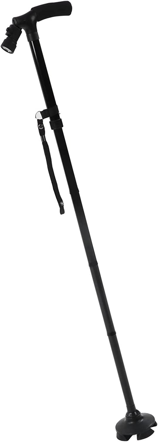 Stampelle da Passeggio Bastone da Passeggio telescopico per Anziani Anziani Stampella Regolabile in Altezza in Lega di Alluminio con Torcia per Camminata Notturna Ausilio per deambulazione Leggero