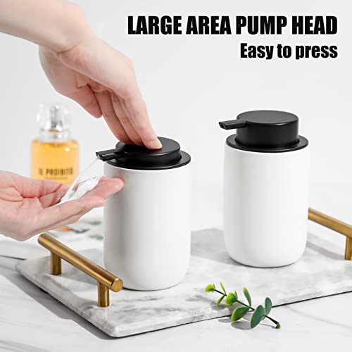 Image of Hand Soap Dispenser for Bathroom Decro, Ceramic Liquid Pump Bottles Refillable Dish Dispenser for Kitchen Farmhouse Colleage Dorm, Matte White