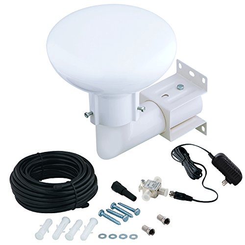 FIVESTAR Omnidirectional TV Antenna Amplifier 60 Miles HD 360 Degree Omnidirectional Digidome Reception Indoor/Attic/Outdoor Omnipro Antenna for VHF/UHF/FM Easy Installation Anti-UV Coating-White