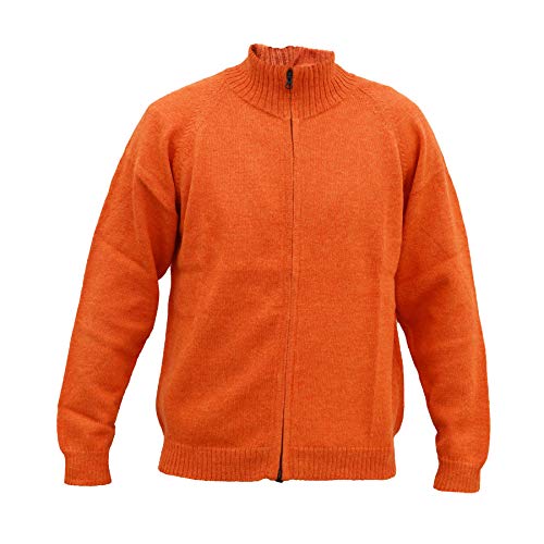 Men's Handmade 100% Alpaca Wool Full Zip Cardigan Sweater (Tangerine, Medium)3