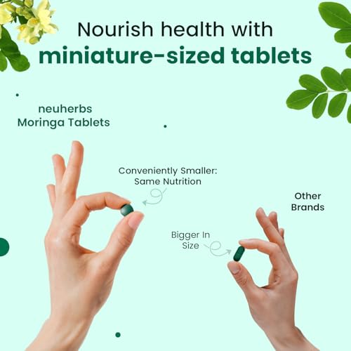 Image of Neuherbs Moringa 500mg Tablets - 120 Count | Drumstick Leaf Supplement for Energy, Immunity, Digestion & Heart Wellness | Moringa Oleifera Herbal Formula | No Artificial Preservatives