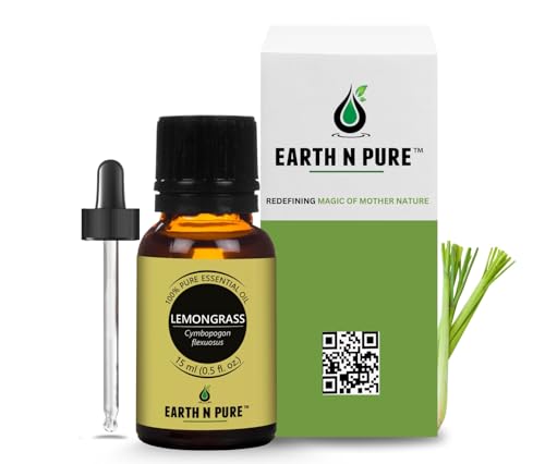 Image of Earth N Pure Lemongrass Essential Oil | Steam Distilled | for Home Diffuser, Skin & Hair Care | 15 ML