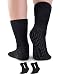 Pembrook Non Skid / Slip Socks – (2-Pack – Black) – Hospital - Fuzzy Slipper Socks – Great for adults, men, women. Designed for medical hospital patients but great for everyone
