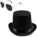 Black Guitar Player Costume Accessory Felt Top Hat-Aviator Sunglasses by Funny Party Hats