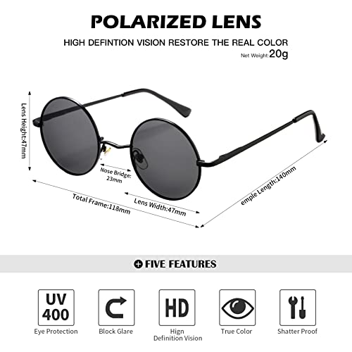 Image of Pro Acme Small Round Polarized Sunglasses for Women Men Retro Metal Shades